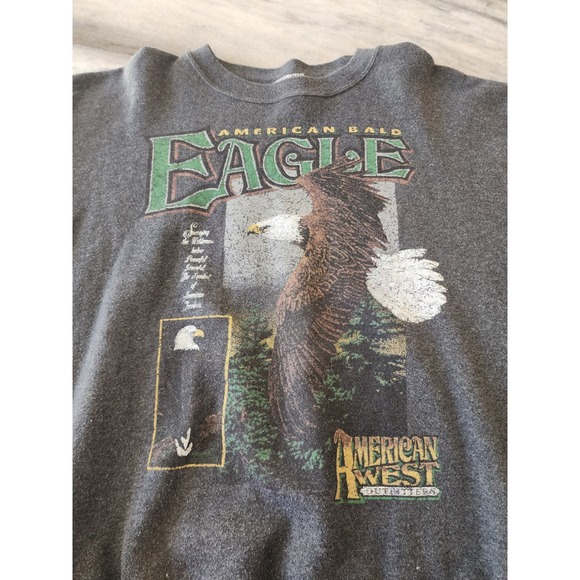Tultex Other - Vintage 90s Tultex American Bald Eagle Graphic Sweatshirt Mens X Large‎ Gray